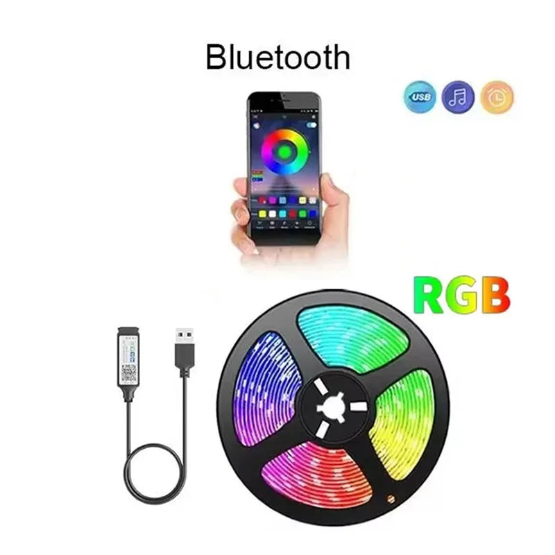 DC5V RGB LED Strip Light 1/2/3/4/5/10M USB 24key Bluetooth Remote Control Flexible Lamp Tape For TV Background Home Decor