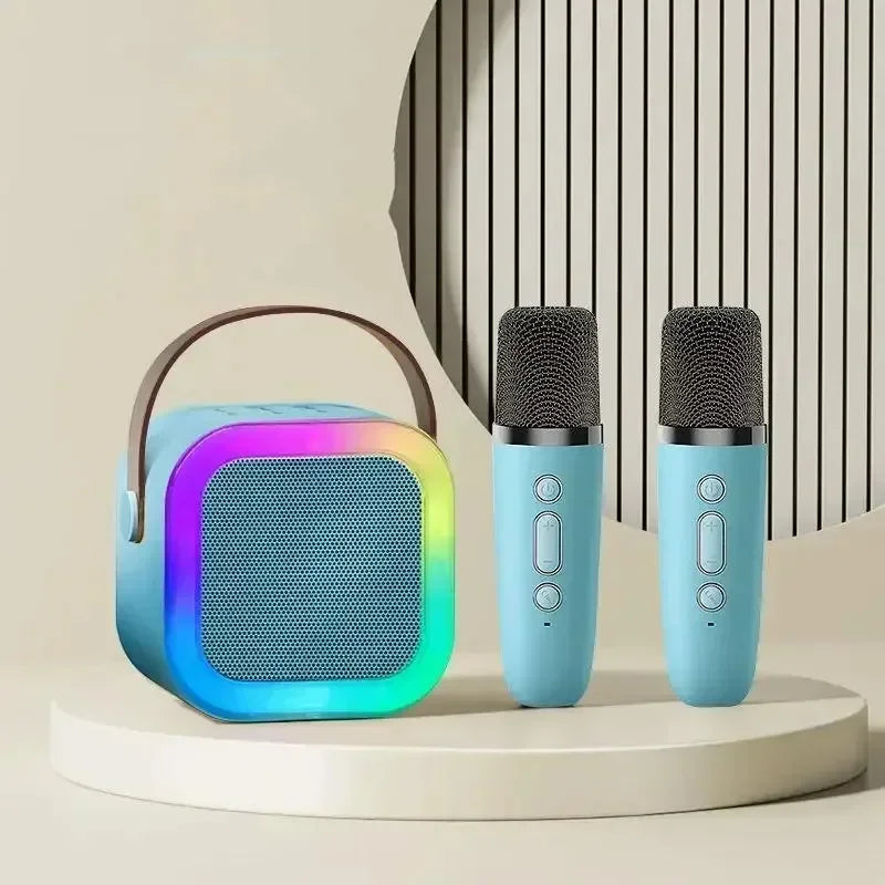 Portable Bluetooth 5.3 Speaker Karaoke Machine PA System with 2 Wireless Microphones Home Family Singing Children's Gifts