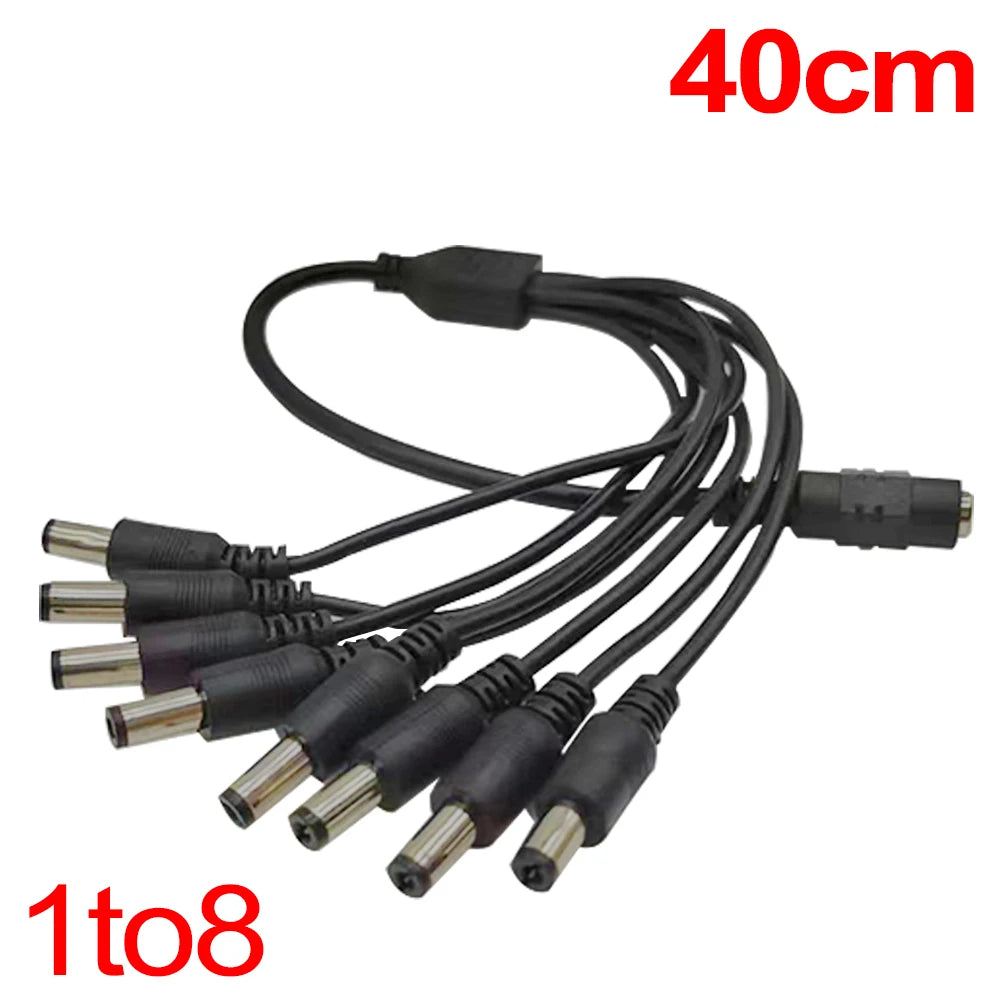5.5* 2.1mm 1 to 2/3/4/5/6/8 Way DC Power Splitter Cable 5V 12V Power Adapter Connector Cord For LED Strip Lights CCTV Camera