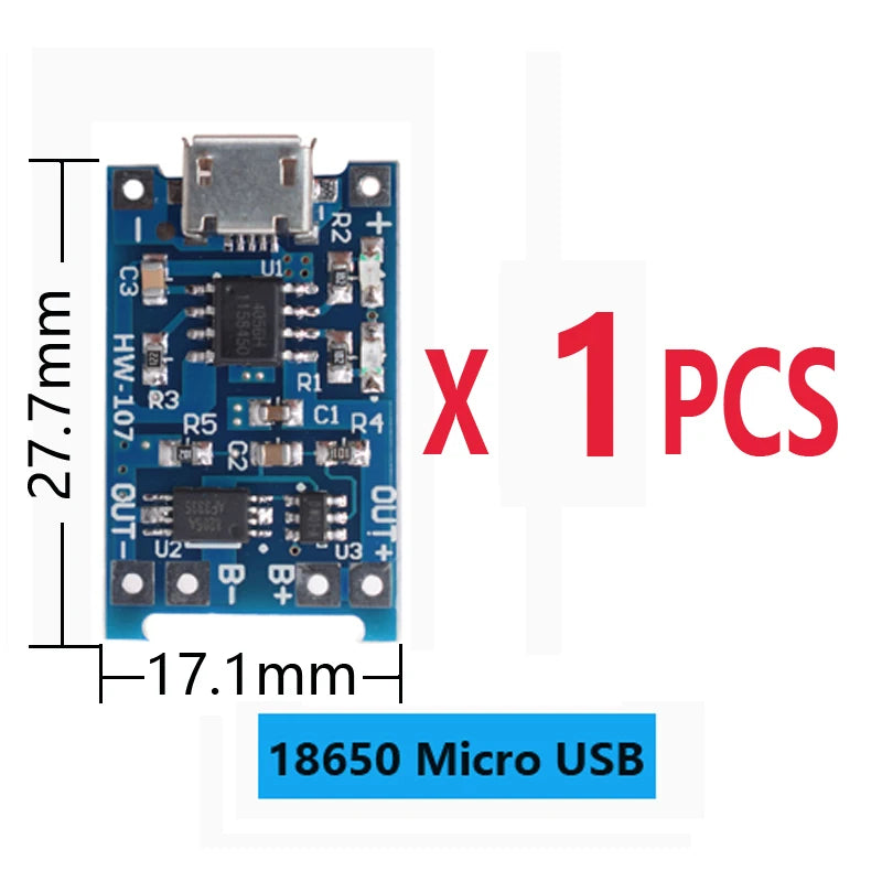 Micro Type-c USB 5V 1A TP4056 Lithium Battery Charger Module Charging Board With Protection Dual Functions Current Protection