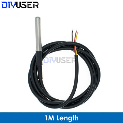 DS18B20 Temperature Sensor Module Kit Waterproof 100CM Digital Sensor Cable Stainless Steel Probe Terminal Adapter For Arduino