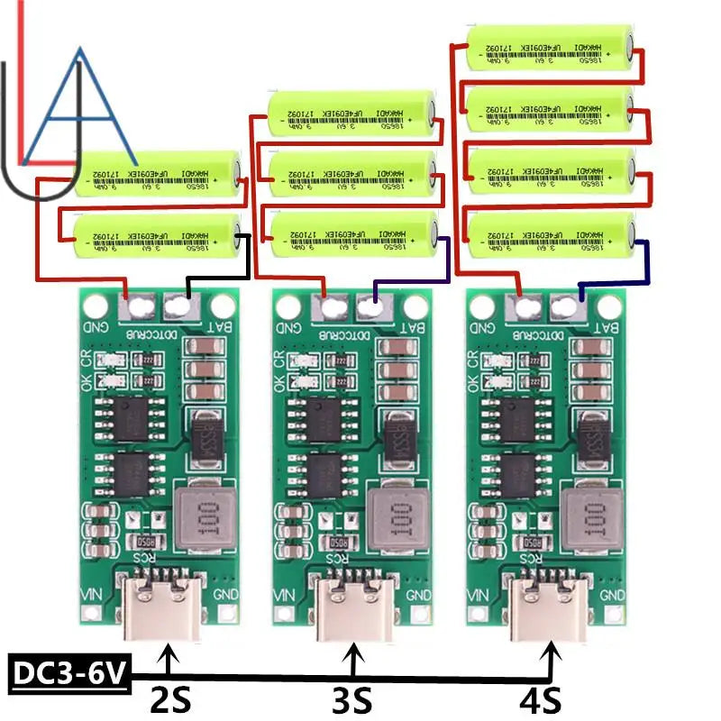 Lithium Battery 2S 3S 4S Multi-cell to 8.4V 12.6V 16.8V Type-c Boost Step-up Polymer Li-ion Charger 7.4V 11.1V 14.8V 18650 Lipo