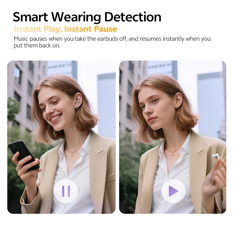 QCY MeloBuds N70 Adaptive ANC Wireless Earbuds Bluetooth 6.0 LDAC Hi-Res Audio 6 Mics Wireless Charging Earphones 50Hrs IPX5