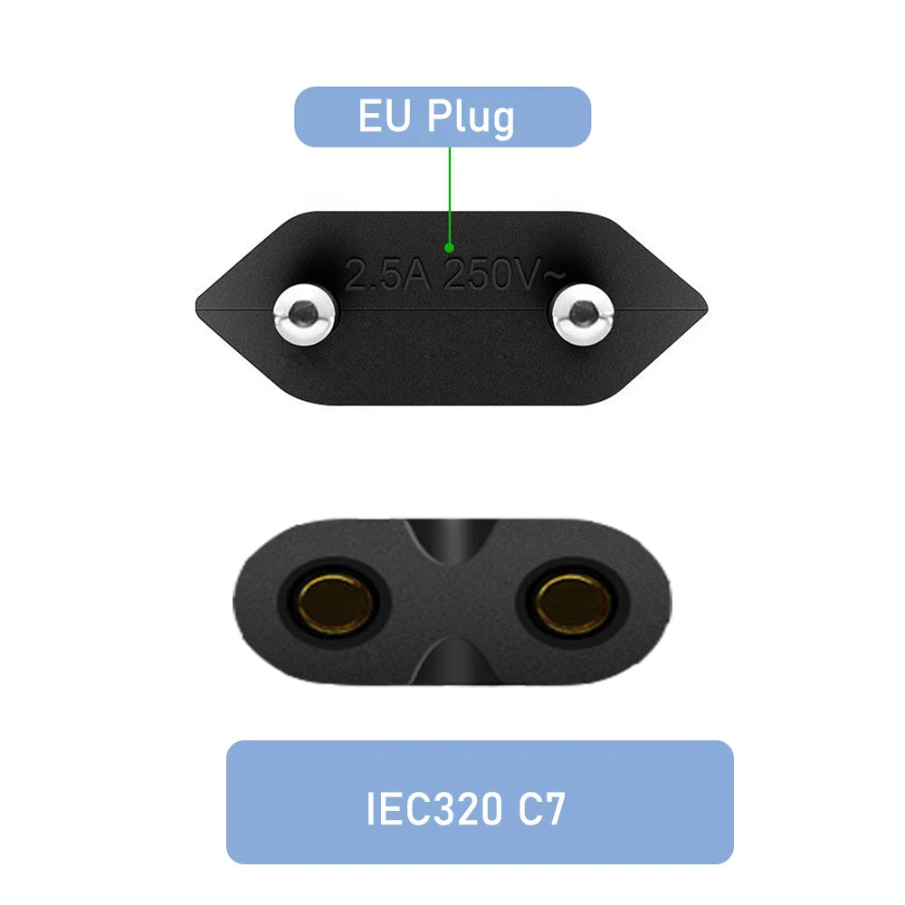 EU Power Cord European Power Cord EU Non-Polarized IEC-320-C7 to CEE 7/16 AC Power cable for DJI Mavic Air 2/2S PS4 PS5 Xbox TV