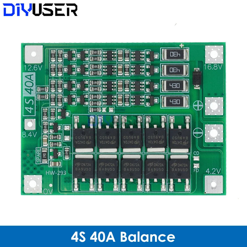 2S 3S 4S 5S Li-ion Lithium Battery 18650 Charger BMS 20A 25A 30A 40A 60A 100A Protection Board with Balance For Drill Motor