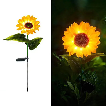 Outdoor Solar Simulation Sunflower Light 1/3 Heads Waterproof Lawn Lights Landscape Lamp For Home Decor Garden Yard Flower Light