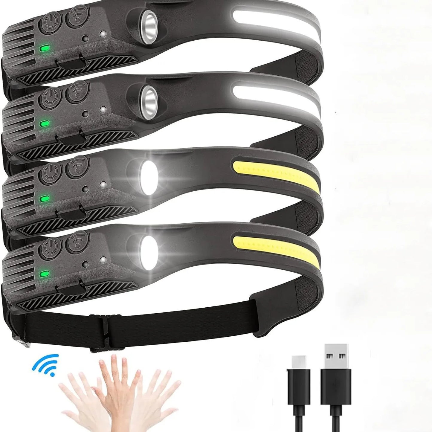 6 Modes LED Induction Headlamp COB Sensor Head Lamp Rechargeable Built-in Battery Flashlight Outdoor Work Lighting Headlights