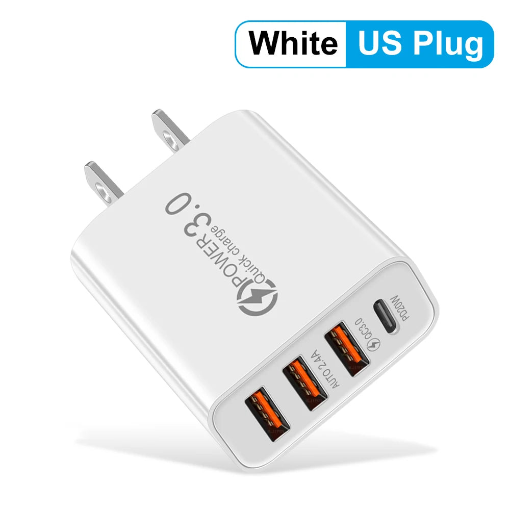 Total 20W Multi Port Wall Charger USB PD Adapter For Xiaomi iPhone 13 12 for Samsung Mobile Phone Plug Charging