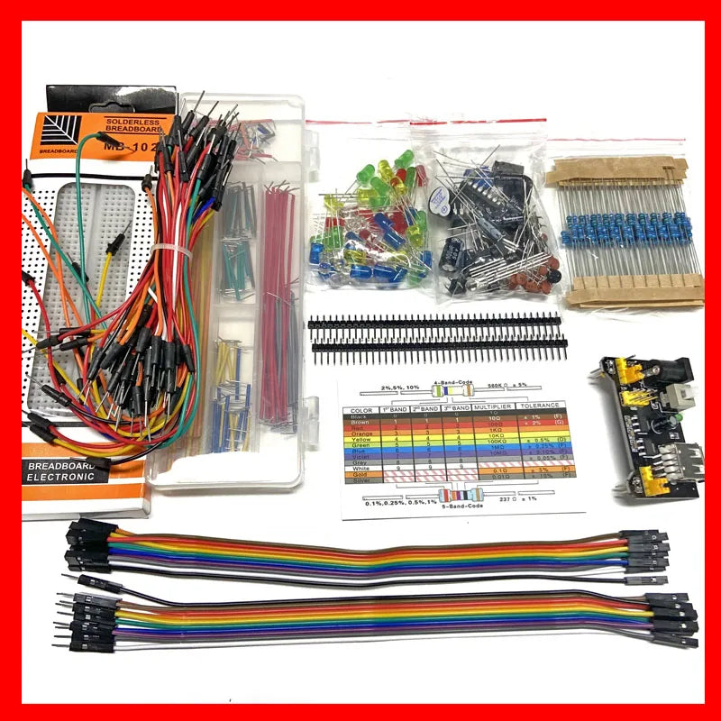 Electronic Components Electrolytic Capacitor Resistor led 830 Hole Breadboard Kit MB-102 for UNO R Component Pack Beginner Start