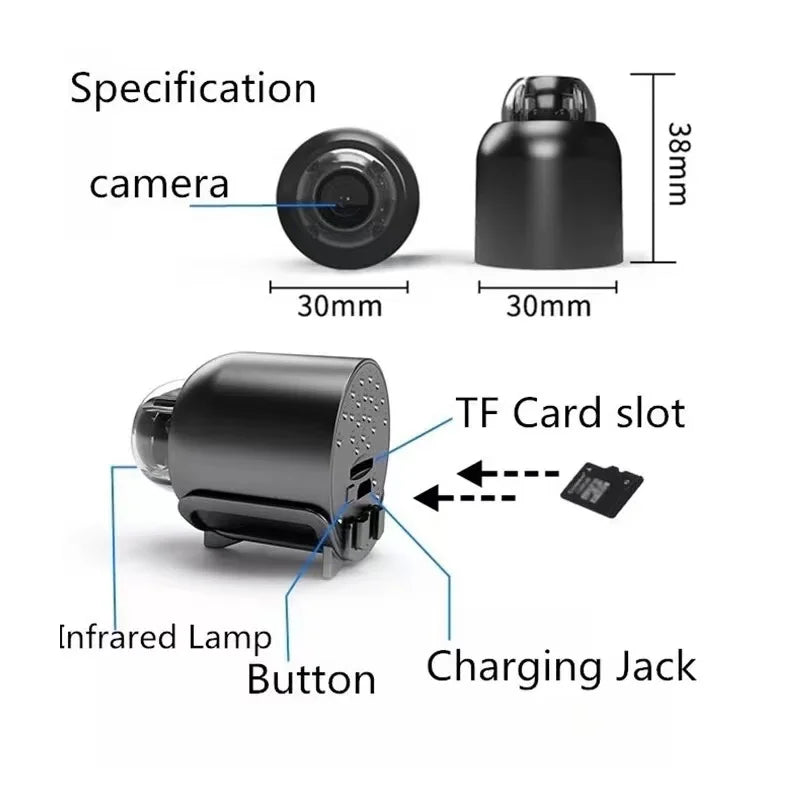 1080P HD Mini Camera Wifi IP Smart Home Indoor Night Vision AI Human Camcorder Audio Video Wireless Security Surveillance Camera