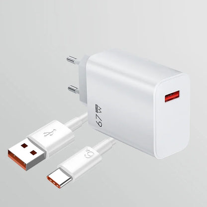 67W USB Fast Charger With 6A Type C Cable Phone Power Adapter For Xiaomi Mi 12 POCO X5 X4 Pro Redmi Note 10 11 Charging Adapter