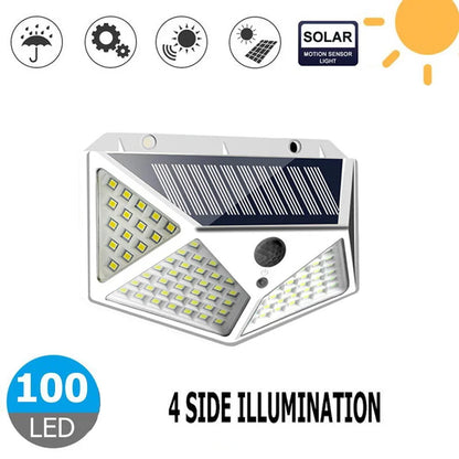 1/2Pcs 100 LED Wall Lights Outdoor Solar Lamp PIR Motion Sensor Solar Powered Sunlight Street Light for Garden Decoration