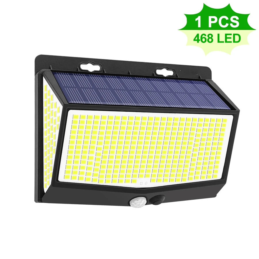 Solar Motion Lights Outdoor 468/176LED 3 Modes Solar Fence Lights Waterproof Solar Security Lights Yard Door Patio Garage Step