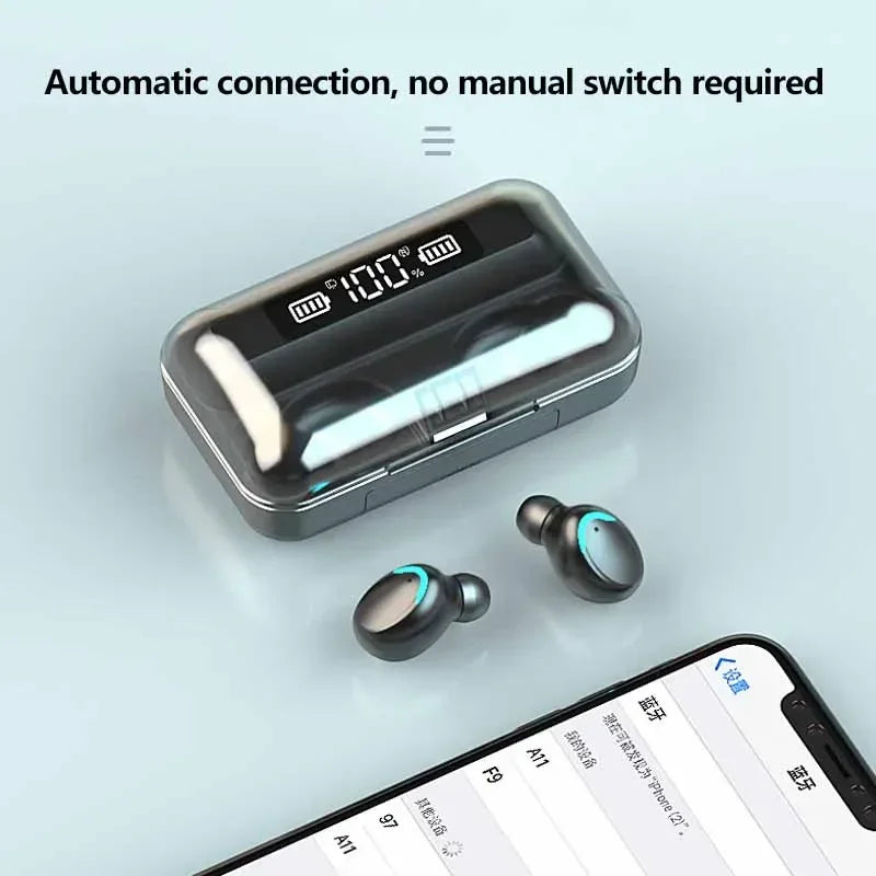 F9 Wireless Bluetooth Headphones Tws Game Earbuds Earphones Digital Display Heaset Large Capacity Charging Case