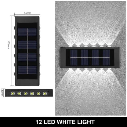 Solar Outdoor Wall Light 12 LED Waterproof Garden Light Courtyard Balustrade Decorative Atmosphere Lamp Down Luminous Solar Lamp