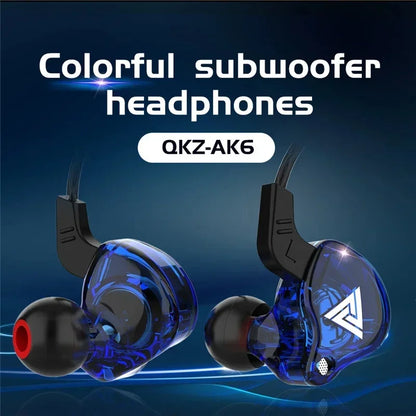 VIKEFON QKZ AK6 In Ear Earphone 6 Dynamic Driver Unit Headphone With Mic Stereo Sports HIFI Subwoofer Headset Monitor Earbuds