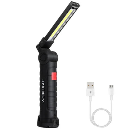 Rechargeable LED Emergency Flashlight Portable COB Folding Work Light 5Modes Waterproof Camping Floodlight With Magnetic & Hook