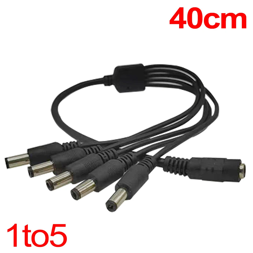 5.5* 2.1mm 1 to 2/3/4/5/6/8 Way DC Power Splitter Cable 5V 12V Power Adapter Connector Cord For LED Strip Lights CCTV Camera