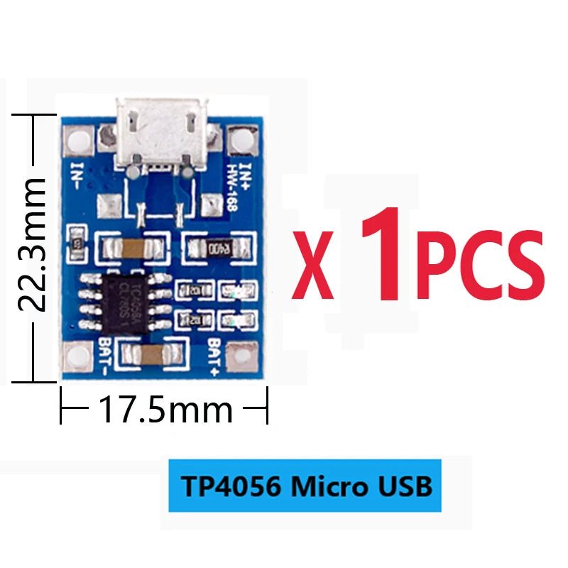 Micro Type-c USB 5V 1A TP4056 Lithium Battery Charger Module Charging Board With Protection Dual Functions Current Protection