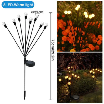 10 LED Solar Garden Lights Powered Firefly Lights Outdoor Waterproof Vibrant Garden Lights for Patio Pathway Decoration,Warm