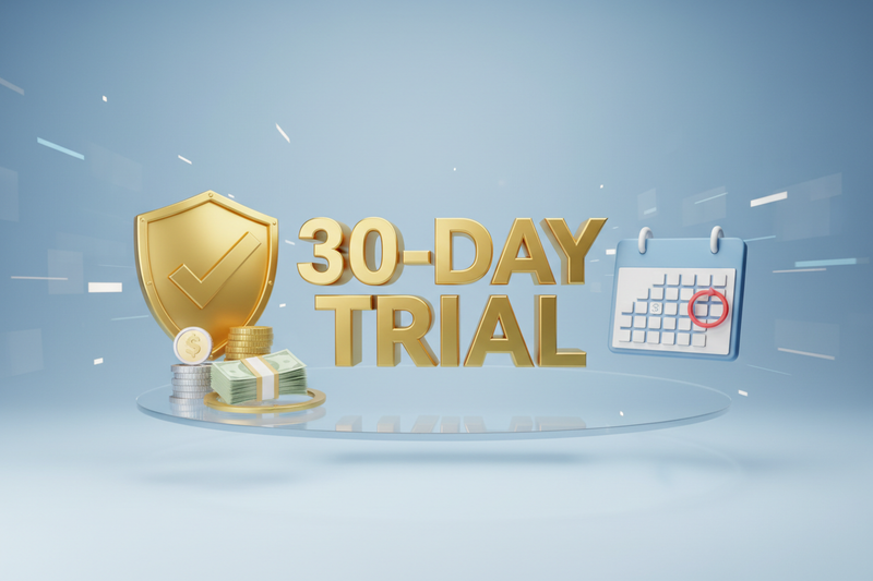 Experience our product risk-free with a 30-day trial. If not satisfied, get your money back guaranteed. 3d image 