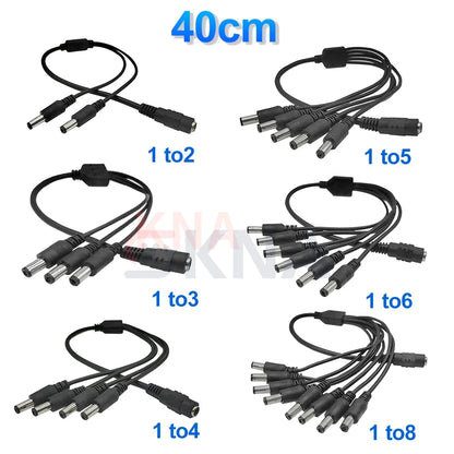 5.5* 2.1mm 1 to 2/3/4/5/6/8 Way DC Power Splitter Cable 5V 12V Power Adapter Connector Cord For LED Strip Lights CCTV Camera