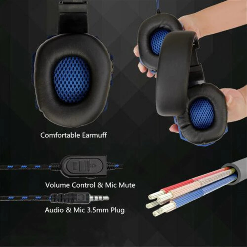 Wired Gaming Headphones for PS4 PS5 Xbox Smartphone Laptop PC Bass Stereo Gamer Headset Helmet with 120° Adjustable Microphone