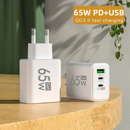 USB Charger 65W Mobile Phone Charger Fast Charging For iPhone Xiaomi Samsung Huawei Travel Power Adaptor For Phone Quick Charger