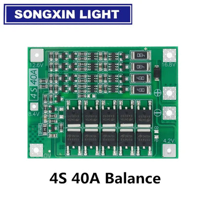 2S 3S 4S 20A 40A 60A Li-ion Lithium Battery Charger Protection Board 18650 BMS Drill Motor 11.1V 12V/14V 16.8V Enhance/Balance