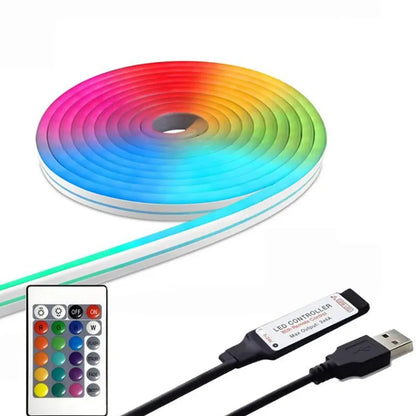 5V LED Neon Strip Lights USB Powered Music Sync 24Key Remote Flexible Sign Waterproof For Indoor Outdoor Decoration Strip Lights
