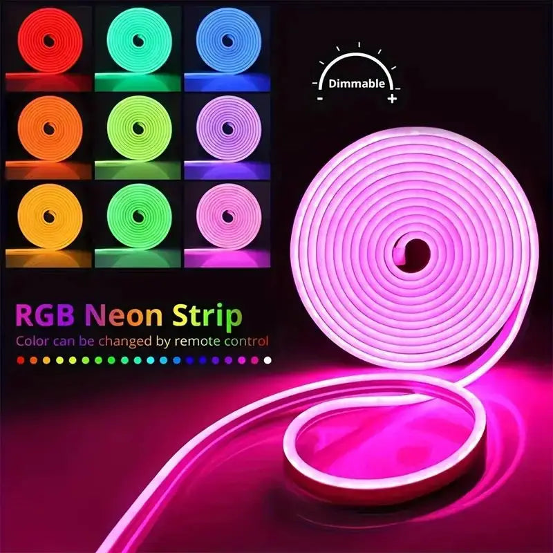 5V LED Neon Strip Lights USB Powered Music Sync 24Key Remote Flexible Sign Waterproof For Indoor Outdoor Decoration Strip Lights