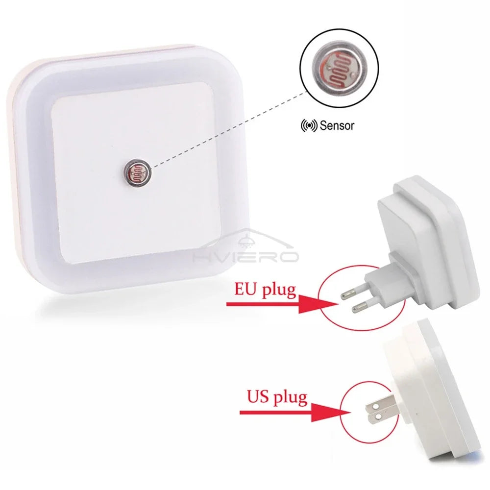 Nihgt home LED Wireless Sensor Night Light EU US Plug Mini Square For Baby Children Living Room Bedroom Corridor Lighting Lamps