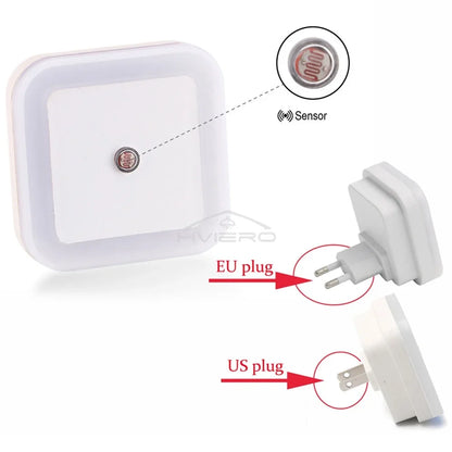 Nihgt home LED Wireless Sensor Night Light EU US Plug Mini Square For Baby Children Living Room Bedroom Corridor Lighting Lamps