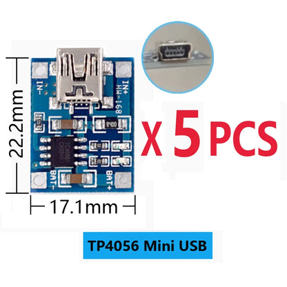 Micro Type-c USB 5V 1A TP4056 Lithium Battery Charger Module Charging Board With Protection Dual Functions Current Protection