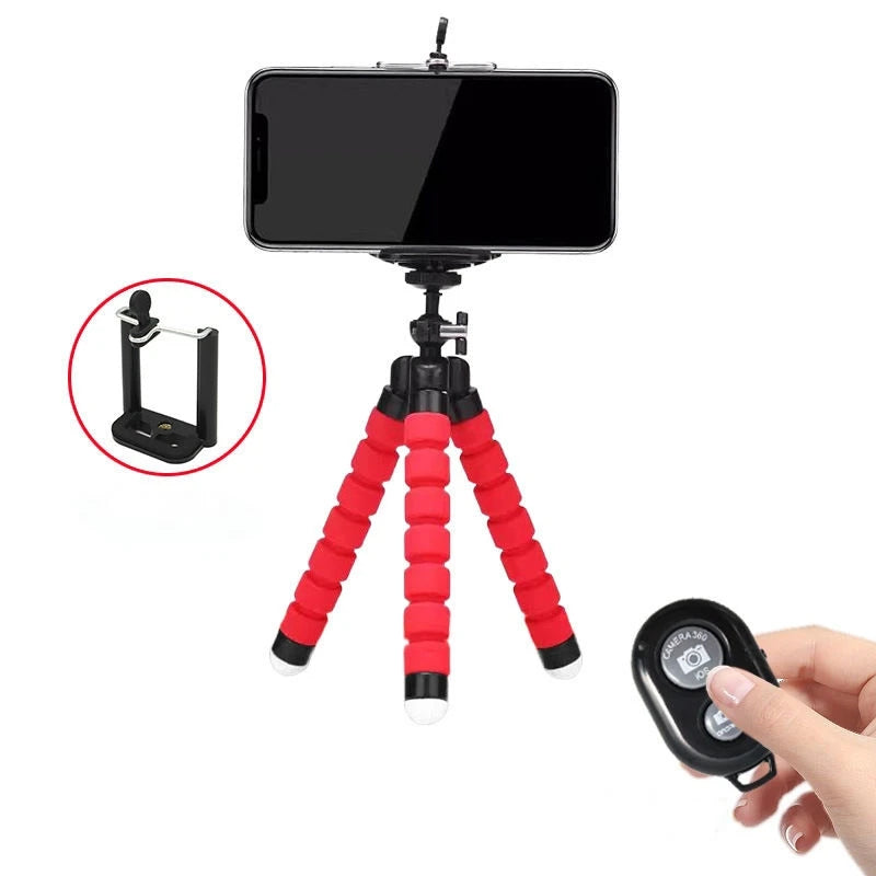 Phone Tripod - Mobile Camera Holder Clip, Smartphone Monopod, Octopus Mini Tripod Stand